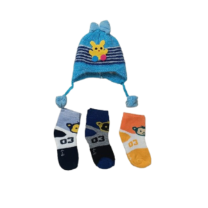PM Baby Winter Wear Socks with Woolen Cap -2 to 8 Year Kids Free Size