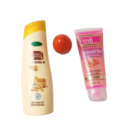 PM HoneyAlmondBody Lotion With Strawberry Lip Balm & Rose Facewash Gel