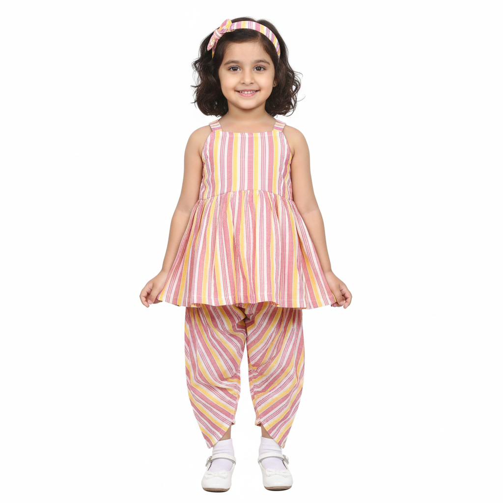 HVM Girls Printed Top with Dhoti Pants