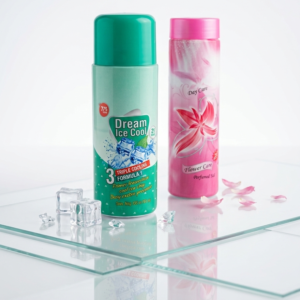 PM Dream Ice Cool Talcum Powder Triple Cooling Formula| Flower Care Perfumed Talc | Long-Lasting Freshness for All Skin Types 180g & 120g (Pack of 2)