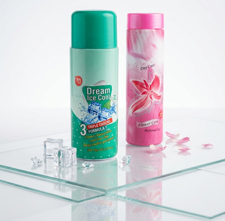 PM Dream Ice Cool Talcum Powder Triple Cooling Formula| Flower Care Perfumed Talc | Long-Lasting Freshness for All Skin Types 180g & 120g (Pack of 2)