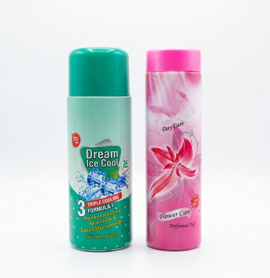 PM Dream Ice Cool Talcum Powder Triple Cooling Formula| Flower Care Perfumed Talc | Long-Lasting Freshness for All Skin Types 180g & 120g (Pack of 2)