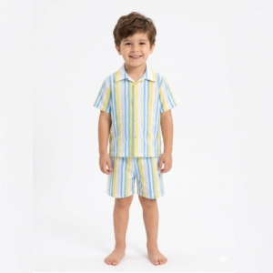 HVM Kids Pure Cotton Multicolor Stripe Shorts & Shirt Set