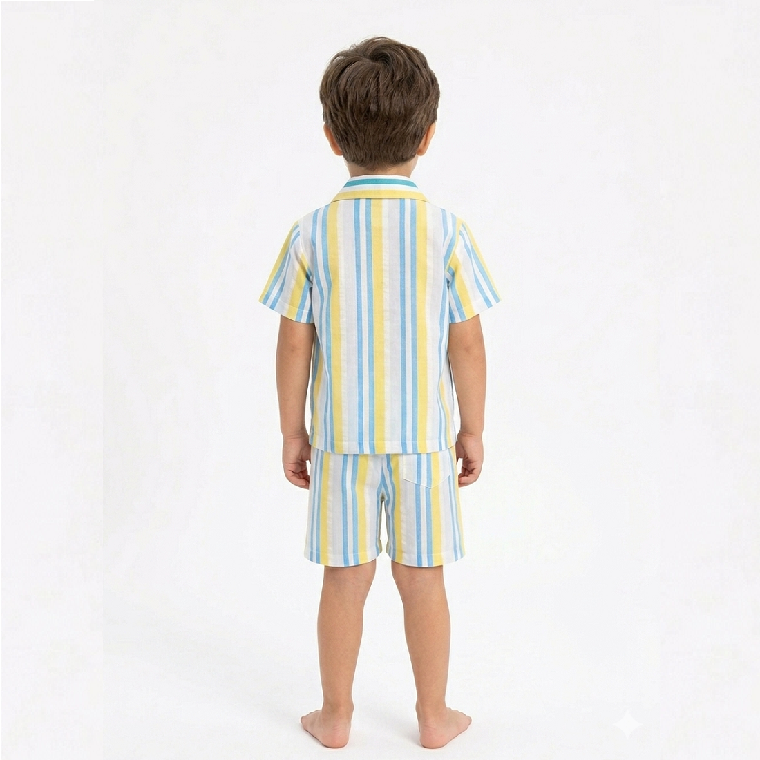 HVM Kids Pure Cotton Multicolor Stripe Shorts & Shirt Set