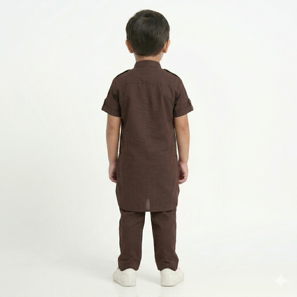 PM Kids Pure Cotton Half Sleeves Kurta Pyjama Set