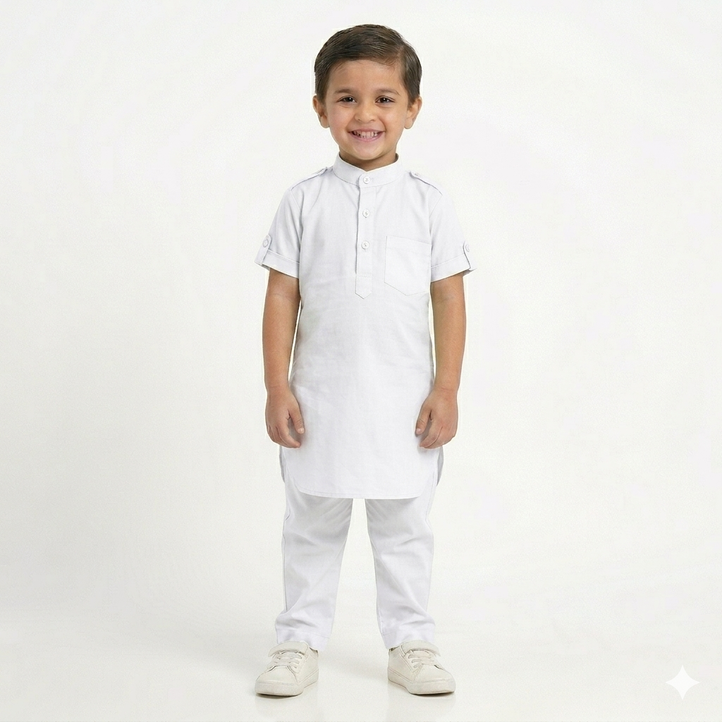 PM Kids Pure Cotton Half Sleeves Kurta Pyjama Set
