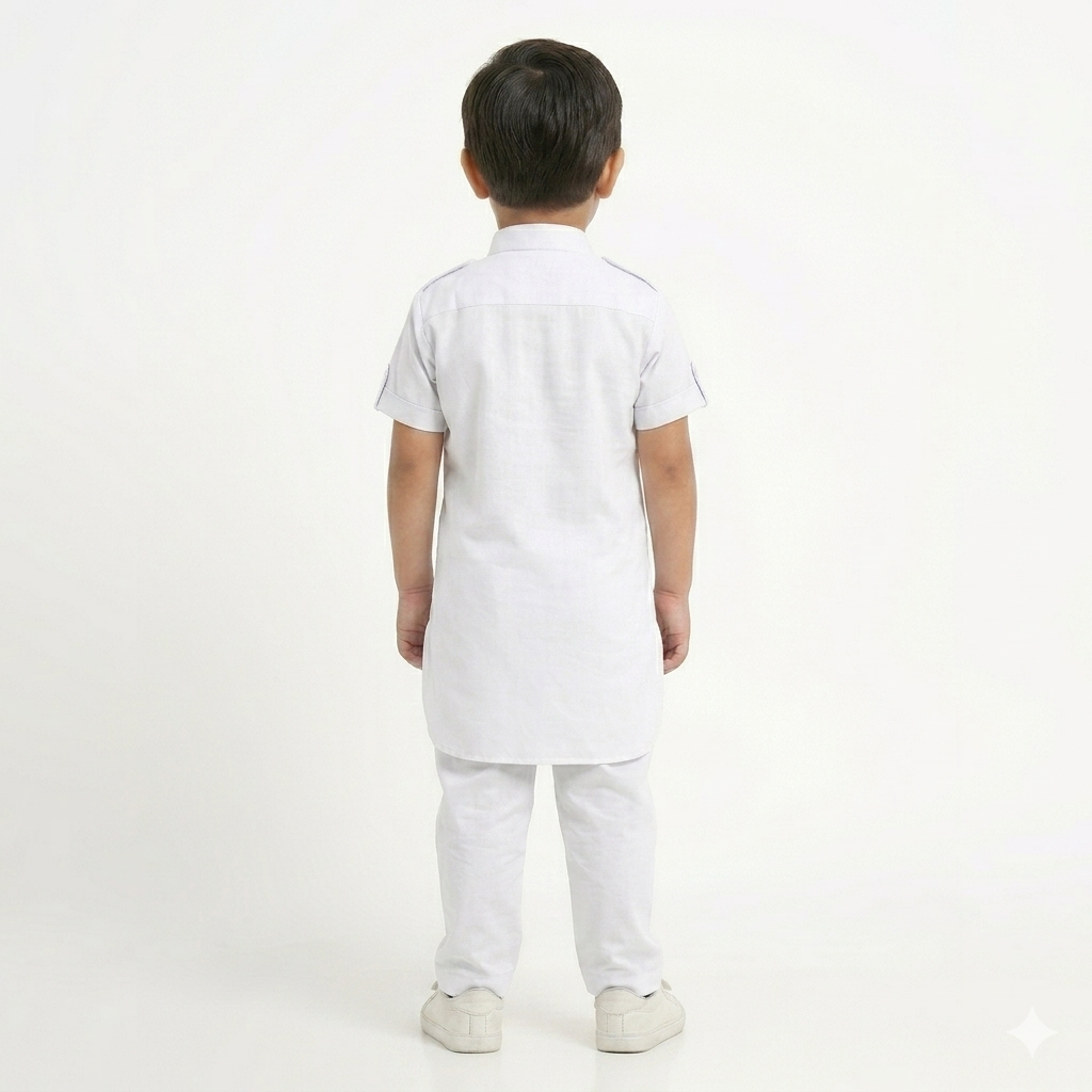PM Kids Pure Cotton Half Sleeves Kurta Pyjama Set