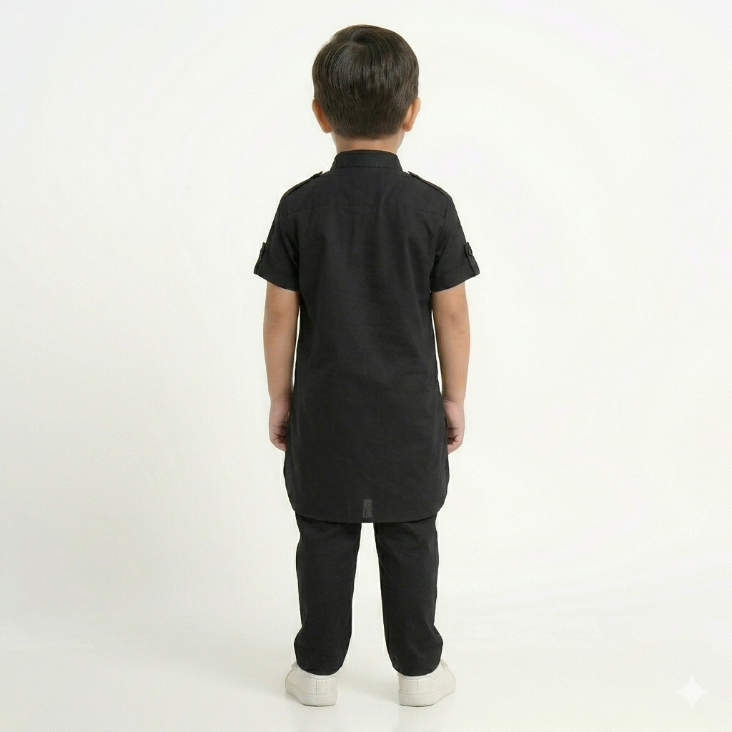 PM Kids Pure Cotton Half Sleeves Kurta Pyjama Set