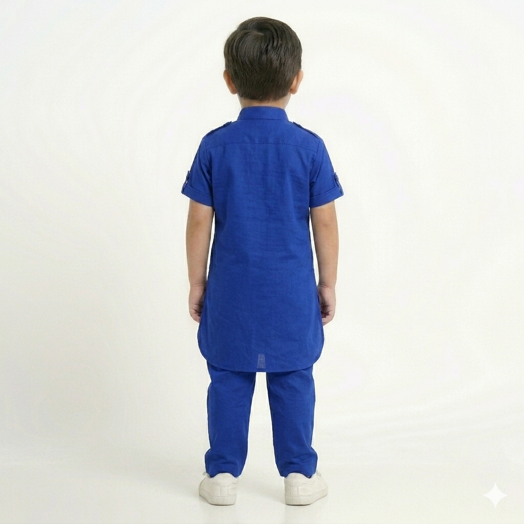 PM Kids Pure Cotton Half Sleeves Kurta Pyjama Set