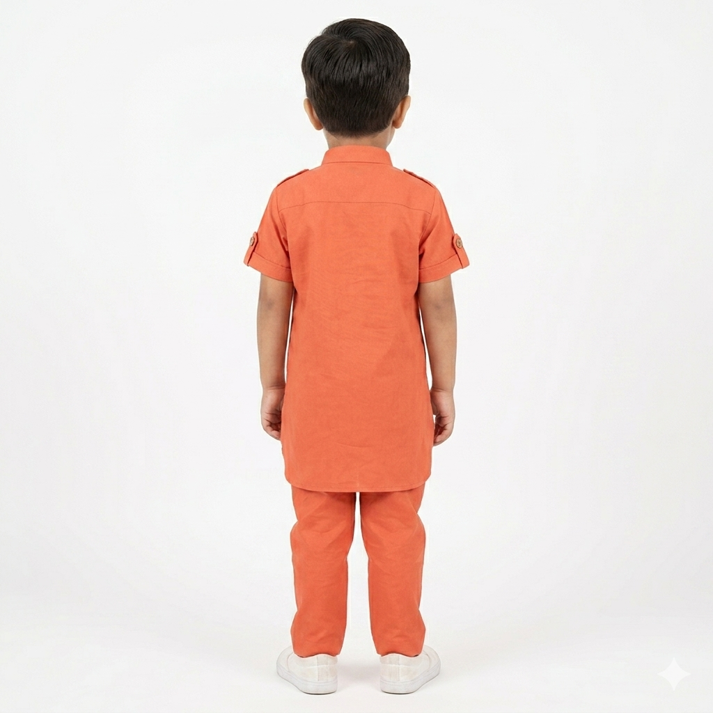 PM Kids Pure Cotton Half Sleeves Kurta Pyjama Set